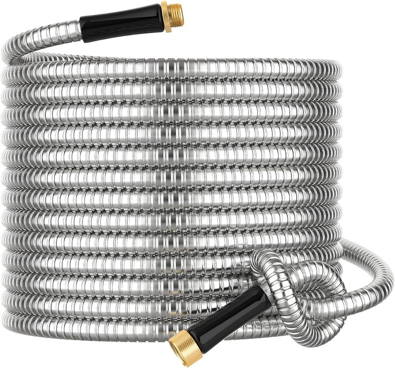 BlueGarden Metal Garden Hose 20 ft Connector, Stainless Steel Long Hose Extension Adapter for Hose Reel, Small, Flexible, Lightweight & Heavy Duty Water Pipe, No Kinking Short Outdoor Water Hose for Yard 20 Feet - Image 1